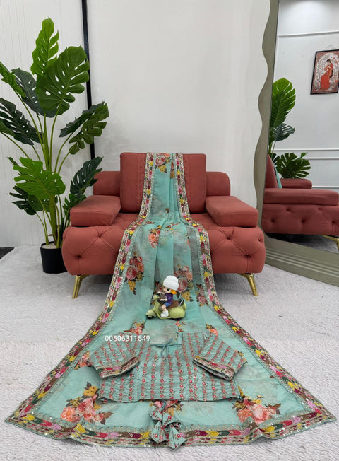 Exclusive Tibby Silk Designer Saree with Elegant Thread & Sequence Work