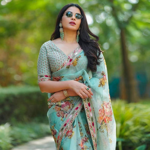 Exclusive Tibby Silk Designer Saree with Elegant Thread & Sequence Work