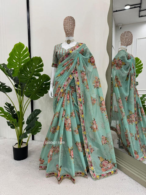 Exclusive Tibby Silk Designer Saree with Elegant Thread & Sequence Work