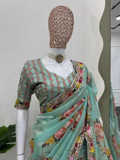 Exclusive Tibby Silk Designer Saree with Elegant Thread & Sequence Work