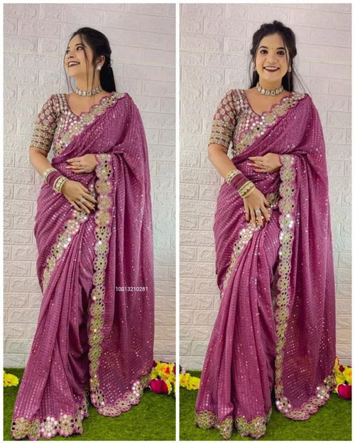 Bollywood Blockbuster Mirror ✨ Design Saree – A Stunning Masterpiece!