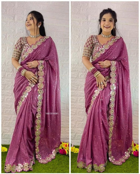 Bollywood Blockbuster Mirror ✨ Design Saree – A Stunning Masterpiece!