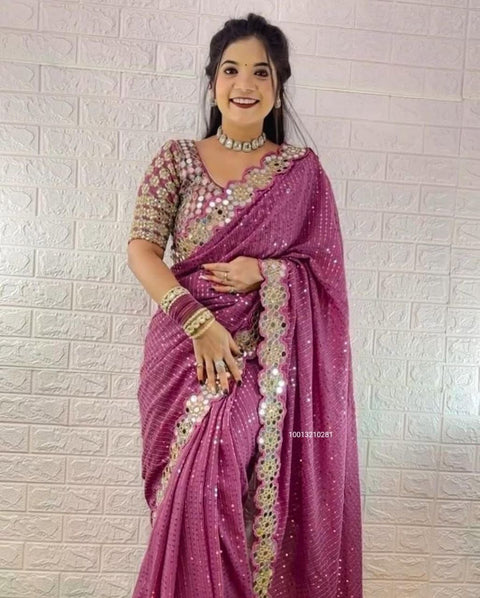 Bollywood Blockbuster Mirror ✨ Design Saree – A Stunning Masterpiece!