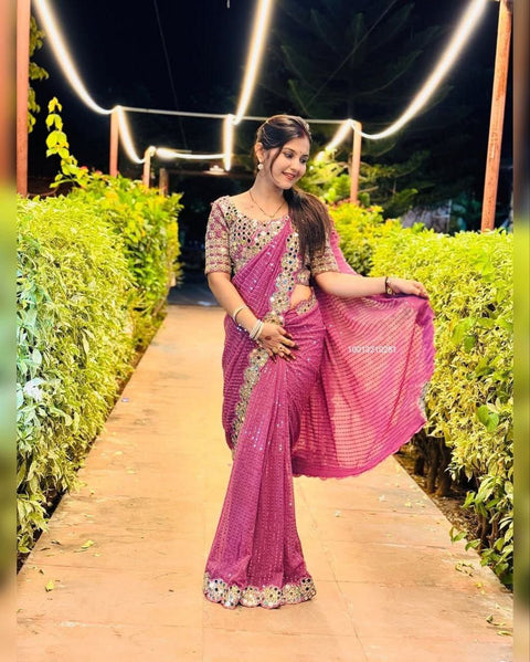 Bollywood Blockbuster Mirror ✨ Design Saree – A Stunning Masterpiece!