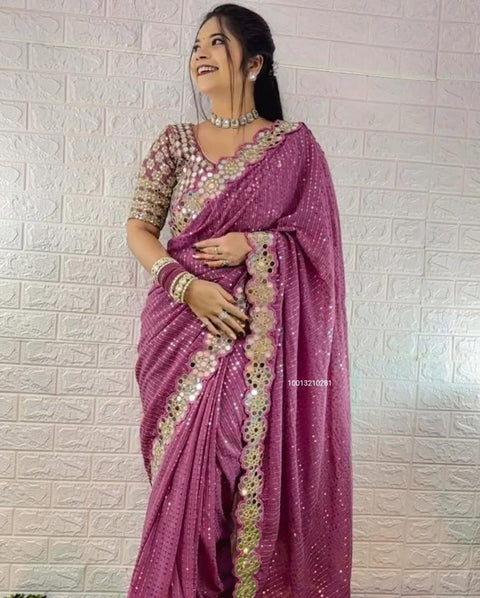 Bollywood Blockbuster Mirror ✨ Design Saree – A Stunning Masterpiece!