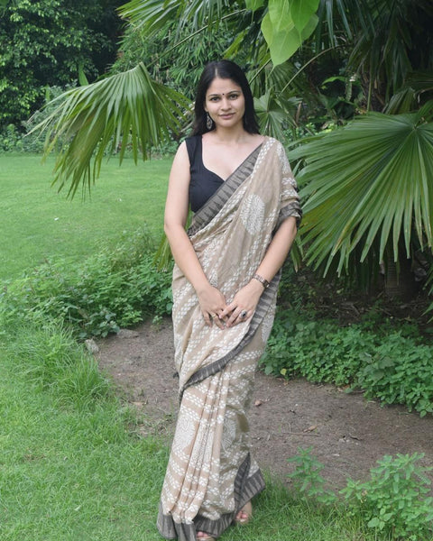 🍁 New Design Plain Soft Linen Saree With Digital Print 🍁