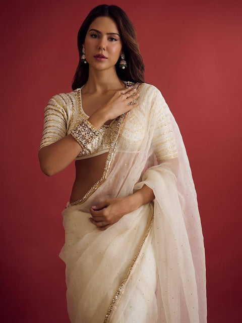 Sonam Bajwa Wear Saree With Original Hand Charkhi Gotta Patti And Sequence Work (1216-sonam)