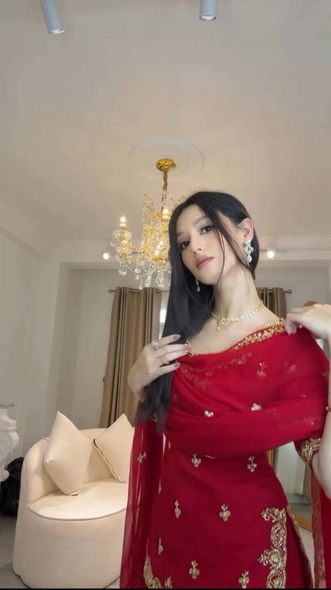 Premium Top Sharara Set With Thread And Sequence Work
