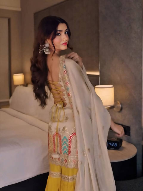 ✨Designer Sharara Set With Heavy Chinnon Silk And Thread Sequence Work ✨
