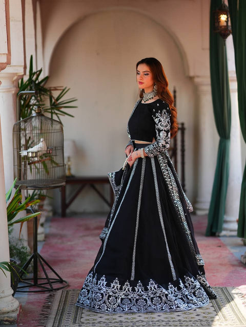 Velvet Lehenga Choli Set for Women – Heavy Boutique Wedding Wear
