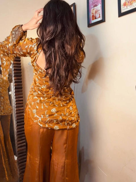 Sequence Embroidery Top Plazzo Set for Women – Wedding & Party Wear