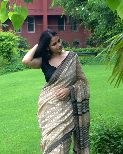 🍁 New Design Plain Soft Linen Saree With Digital Print 🍁