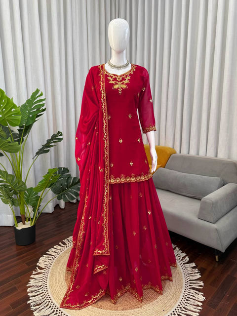 Premium Top Sharara Set With Thread And Sequence Work