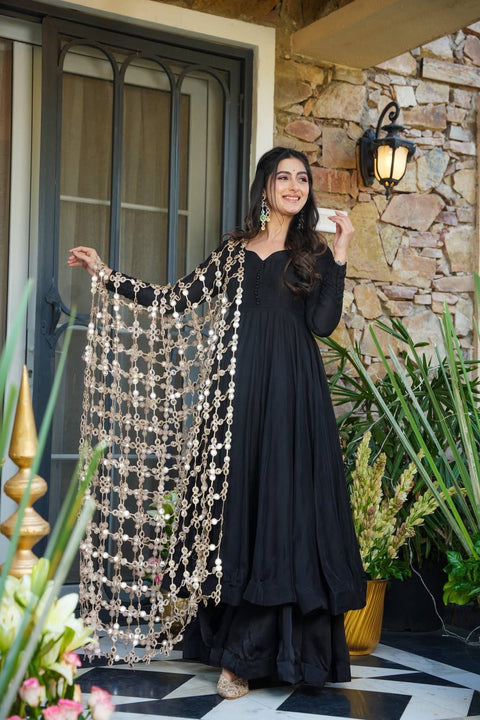 👀Define New Style Roman Silk 3 Piece Set With Real Mirror Dupatta 🚀