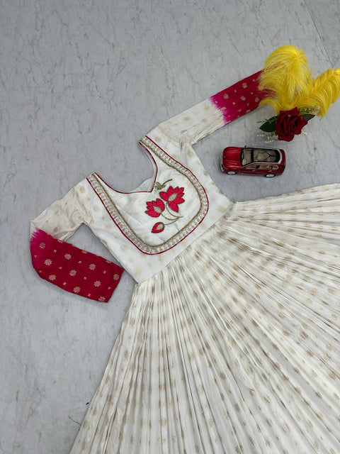 Hand Work Gown for Women – Pure Jacquard Silk Party Wear