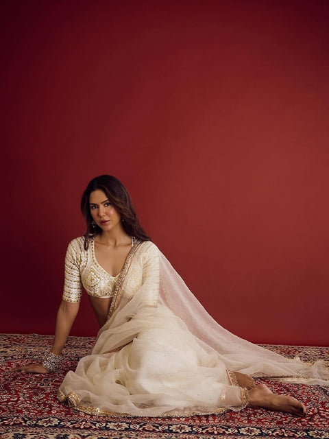 Sonam Bajwa Wear Saree With Original Hand Charkhi Gotta Patti And Sequence Work (1216-sonam)