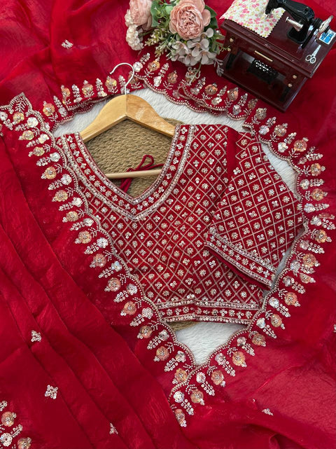 🎀Designer Saree With Heavy Beds Thread And Sequence Work 🎀