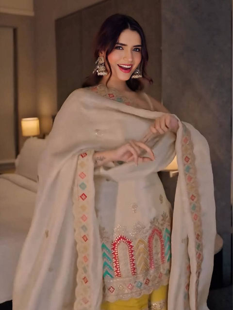 ✨Designer Sharara Set With Heavy Chinnon Silk And Thread Sequence Work ✨