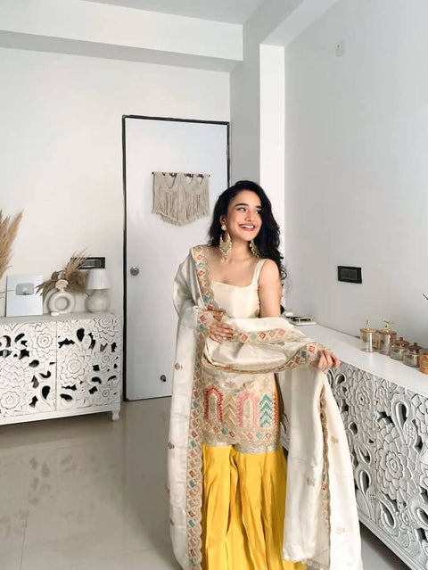 ✨Designer Sharara Set With Heavy Chinnon Silk And Thread Sequence Work ✨
