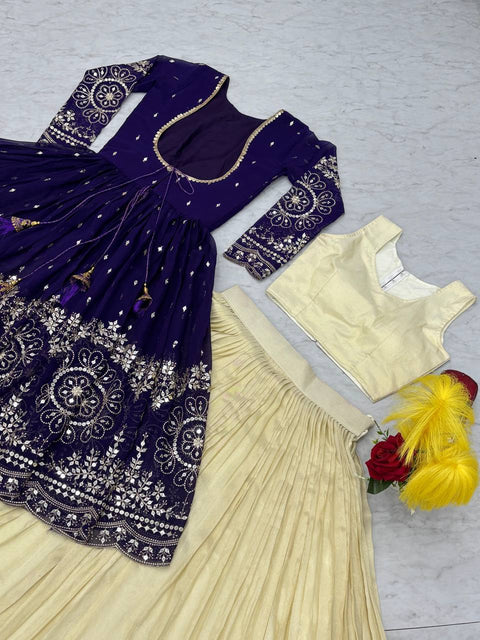 💗Festival Special Indo Western Lehenga Set With Shrug –💗(NAVY BLUE)