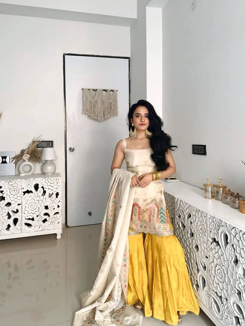 ✨Designer Sharara Set With Heavy Chinnon Silk And Thread Sequence Work ✨
