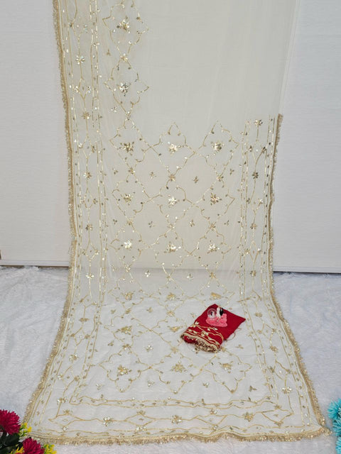 ✨Original Hand Kachhi Gotta Work Heavy Saree In Soft C C Georgette With Sequence Lace Border – (1218)