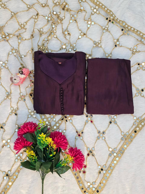 Roman Silk 3 Piece Mirror Work  Set for Women – Party & Festive Wear (1222-WINE)