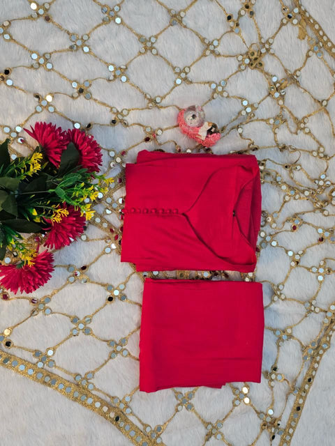 Roman Silk 3 Piece Mirror Work  Set for Women – Party & Festive Wear (1222-RANI )