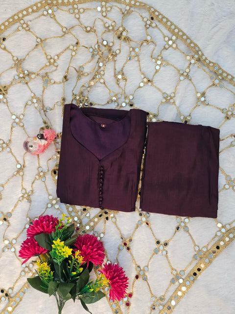 Roman Silk 3 Piece Mirror Work  Set for Women – Party & Festive Wear (1222-WINE)