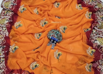 Stunning Rajasthani Bandhani Print Georgette Saree with Heavy Thread & Stone Work