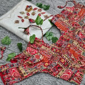 Designer Party Wear Saree with Bandhej & Gota Patti Border