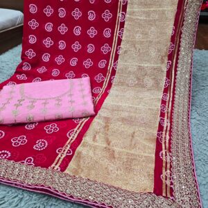 🌟 Stunning Ladki Patta Pattern Zari Work Saree 🎉