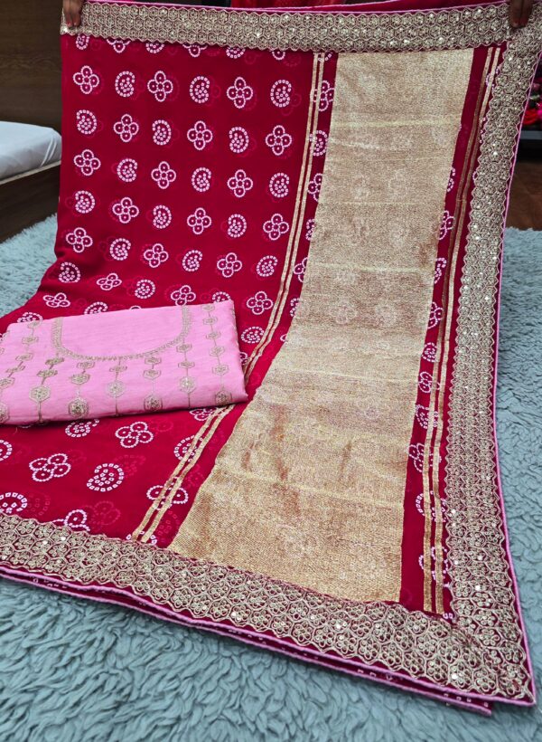 🌟 Stunning Ladki Patta Pattern Zari Work Saree 🎉