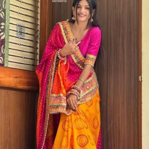 Wedding Season Special Bandhej Print Chiffon Saree with Gotta Patti Border