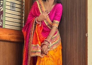 Wedding Season Special Bandhej Print Chiffon Saree with Gotta Patti Border