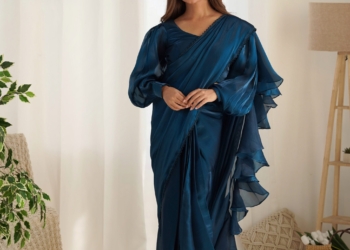 ✨ Ready-to-Wear Jimmy Choo Organza Saree – Perfect for Festivities & Weddings! 💃 (Teal Blue Color)