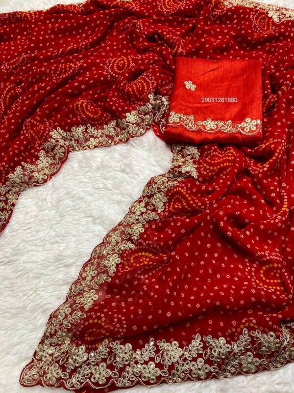 Elegant Bandhani Print Georgette Saree with Original Pitta Work