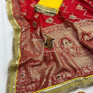 Trending Pure Viscose Dola Silk Saree with Zari & Meena Jacquard Weaving