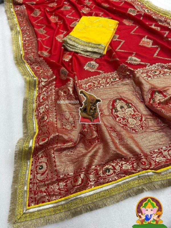 Trending Pure Viscose Dola Silk Saree with Zari & Meena Jacquard Weaving