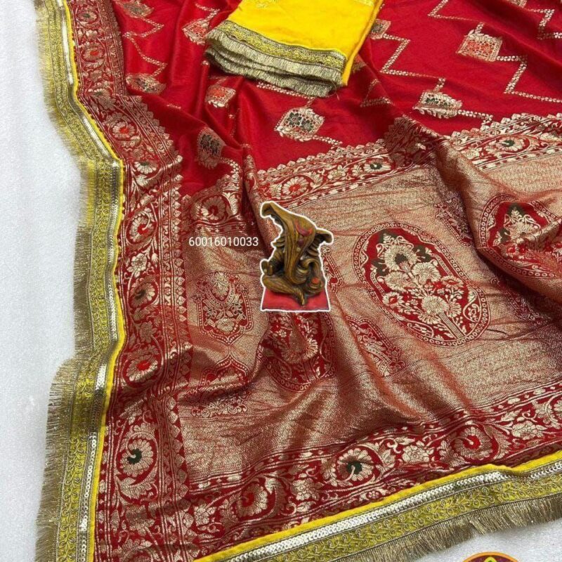 Trending Pure Viscose Dola Silk Saree with Zari & Meena Jacquard Weaving