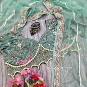 Premium Net Designer Saree with Embroidery & Diamond Work