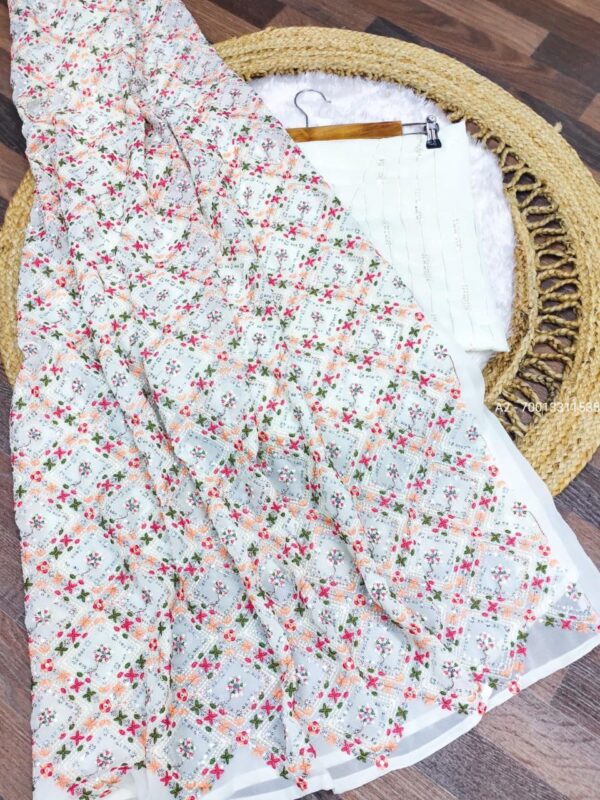 Fox Georgette Party Wear Saree with Multi Embroidery & Sequence Work