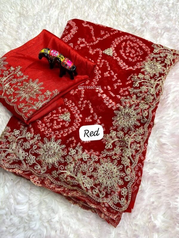 New C*C Georgette Saree with Pitta Work & Cutwork Border