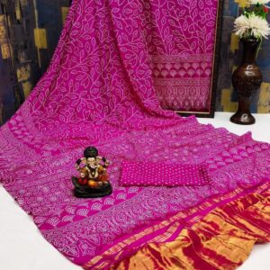 Premium Bandhani Print Tafeta Silk Saree
