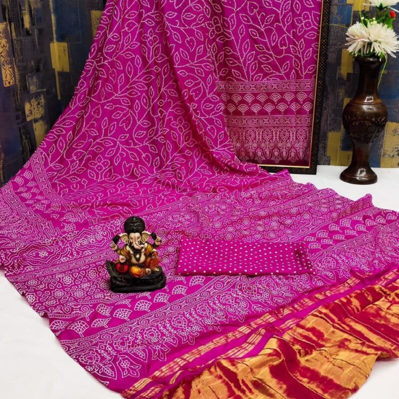 Premium Bandhani Print Tafeta Silk Saree
