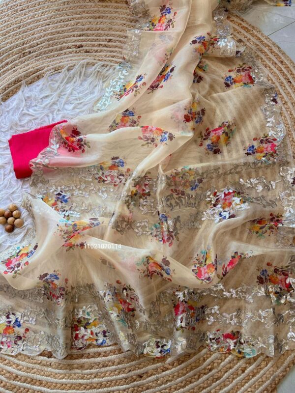 Stunning Pure Organza Silk Saree with Gota Work