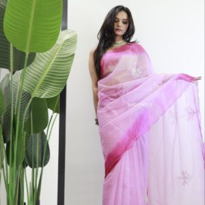 Elegant Pure Soft Organza Silk Saree with Hand Cutdana & Sequence Work