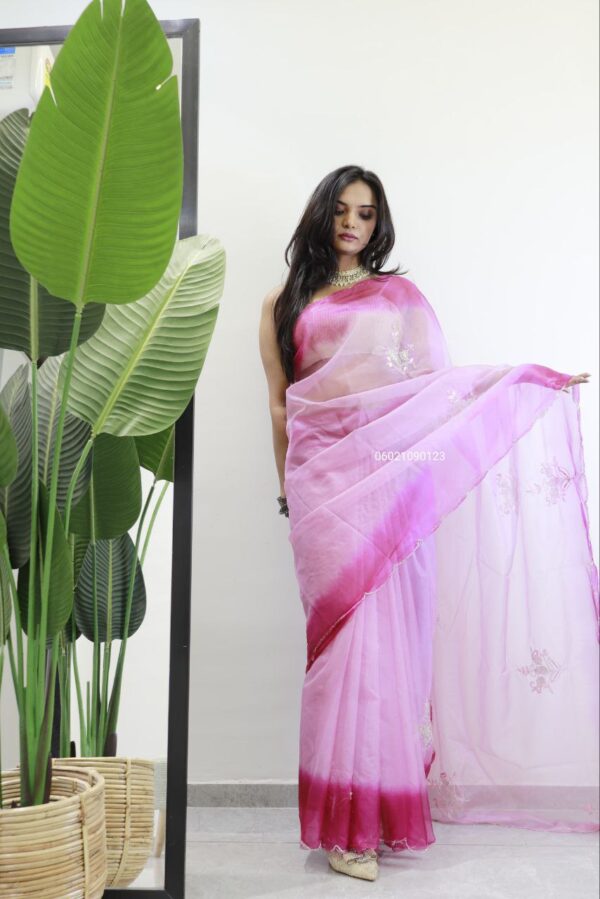 Elegant Pure Soft Organza Silk Saree with Hand Cutdana & Sequence Work