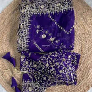 Gorgeous Embroidered Organza Saree for Festive Occasions