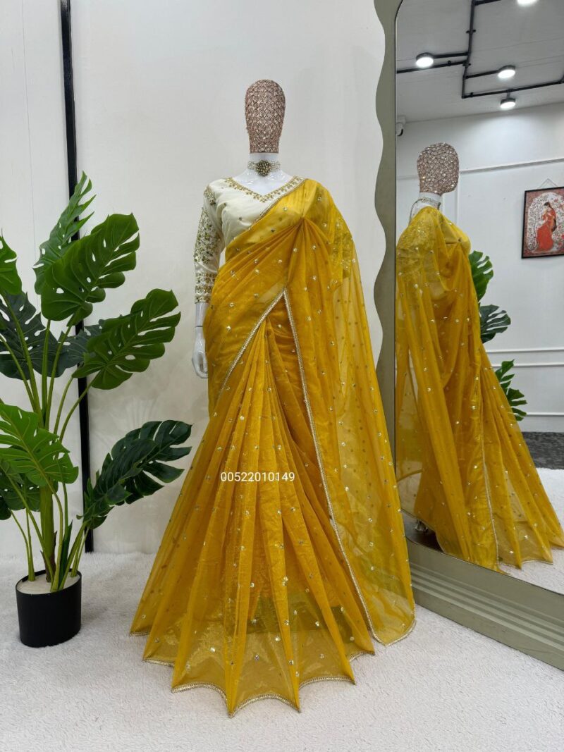 ✨ Designer Twill Net Saree with Thread & Sequence Work 🌟